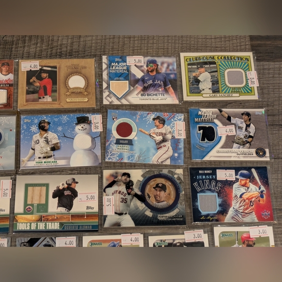 HUGE 42 MLB Baseball Card Memorabilia Relic Patch Jersey Bat Game Used Cards Lot - Picture 3 of 6